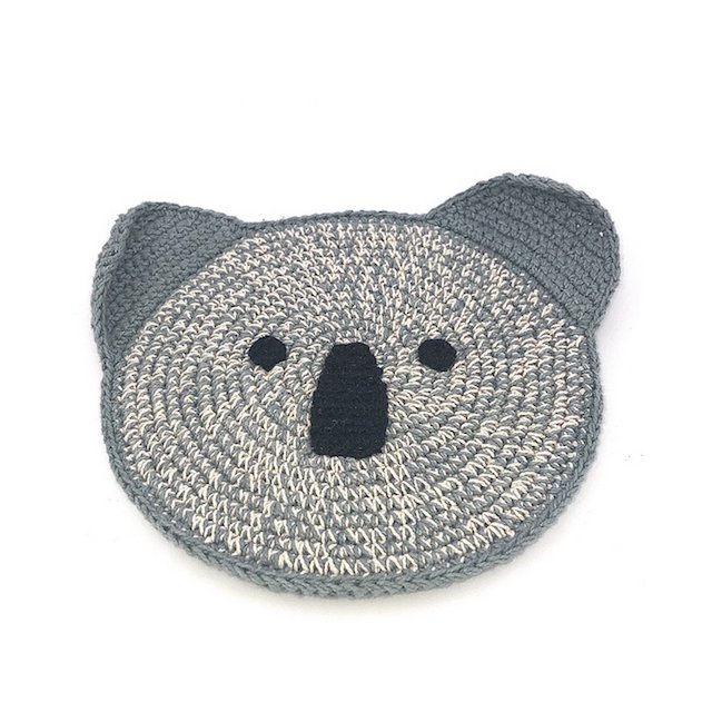 Luna-Leena koala plat knuffeldoekje met geluid - Blauwgrijs - Handgehaakt in Nepal