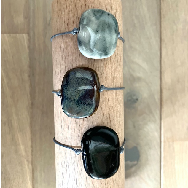 Luna-Leena armband Stone zwart/grijs - Handgemaakt in Nepal