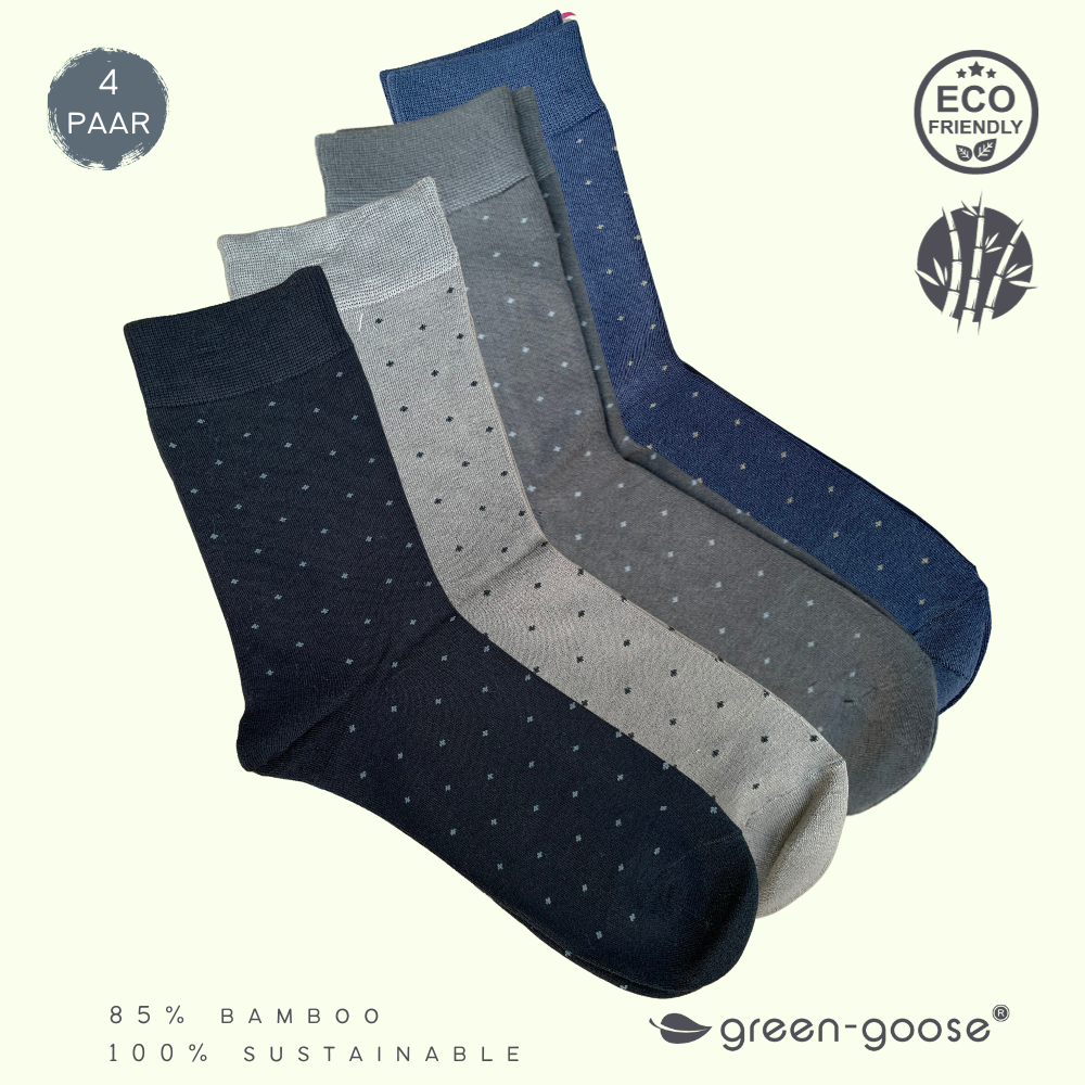 green-goose Bamboe Herensokken - 4 Paar - Stippen - 85% Bamboe
