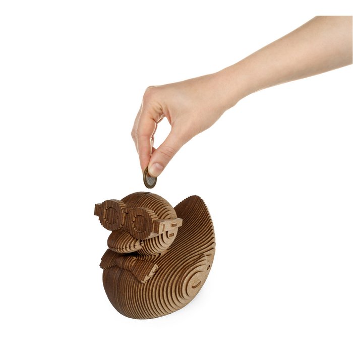 Eco Wood Art (EWA) 3D Houten Bouwset Spaarpot Eend/Duck, 3816, 12,7x10,7x12,8cm