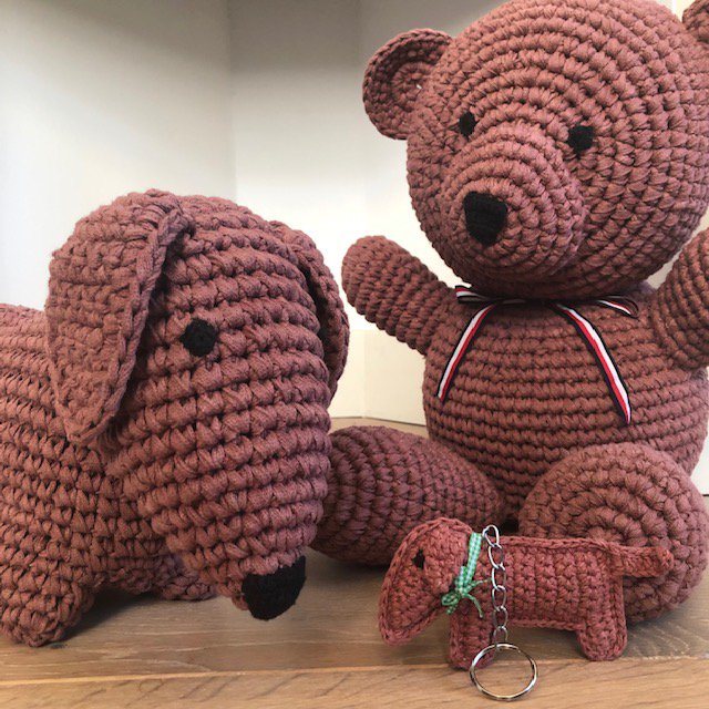 Luna -Leena Keychain Dachshund Dog Jackie - Bag Charm - Organic Cotton - Hand Crochet in Nepal