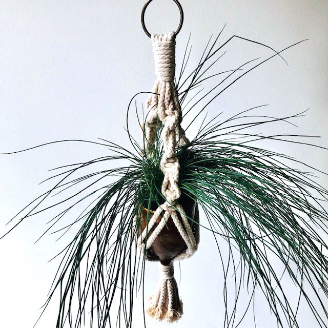 Luna-Leena plantenhanger mini macramé gebroken wit - Katoen - Handgemaakt in Nepal