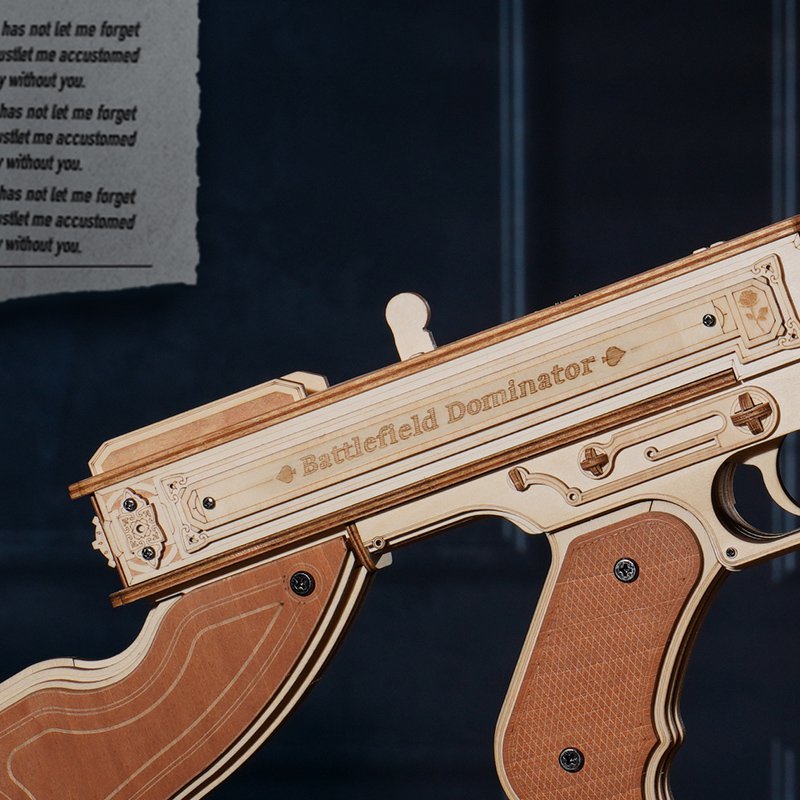 Robotime, 3D Houten Puzzel Submachine Gun, LQB01, 70x14x18cm