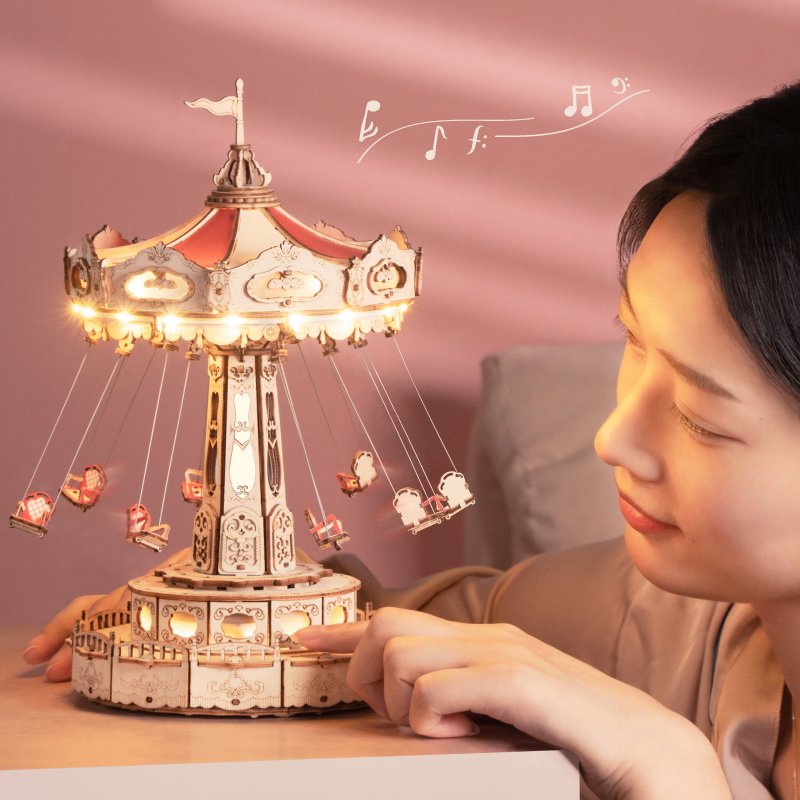 Robotime, Muziekdoos Hout DIY 3D Puzzel Swing Ride