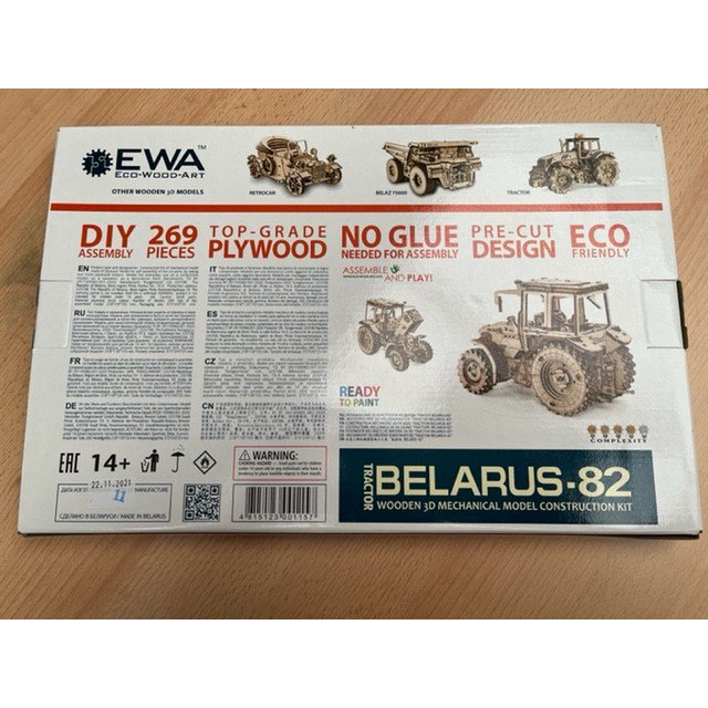 Eco Wood Art (EWA) 3D Mechanische Puzzel, Belarus-82 Tractor