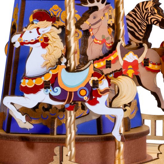 Robotime, Muziekdoos Hout DIY Classic Carousel, AMC01, 25,5x25,7x29,5cm