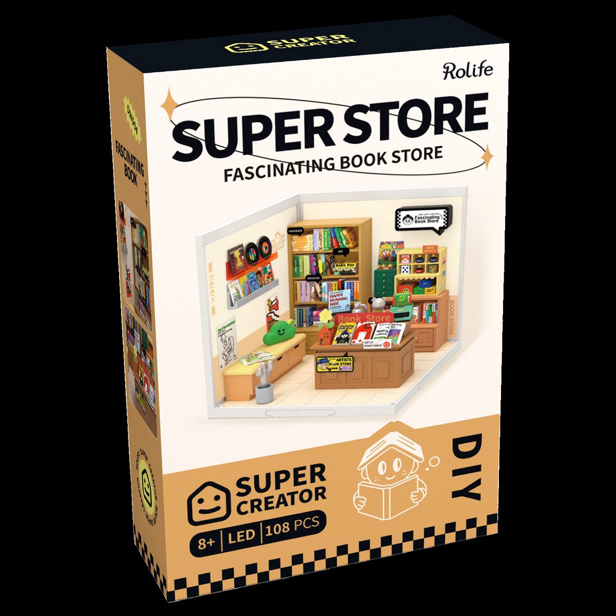 DIY Huisje Super Store Fascinating Bookstore, Robotime