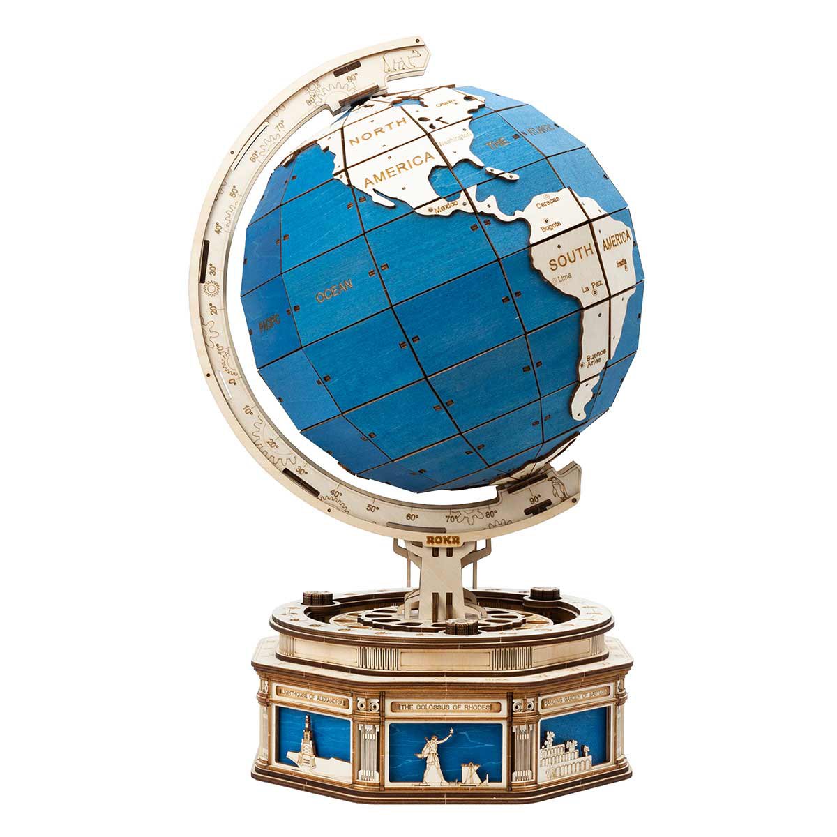 Houten Puzzel 3D The Globe Blauw, Robotime