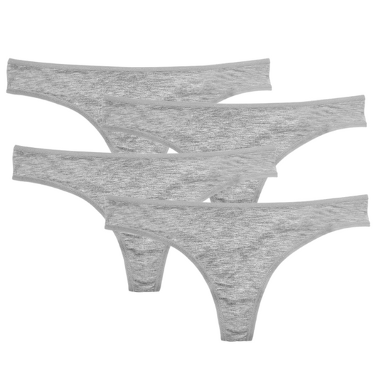 green-goose Bamboe Dames String - 4 Stuks - Grijs - 95% Bamboe