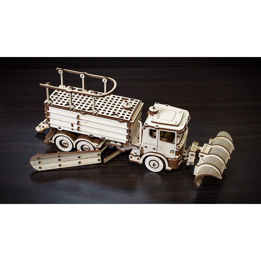 Eco Wood Art (EWA) 3D Mechanische Houten Puzzel Snowtruck