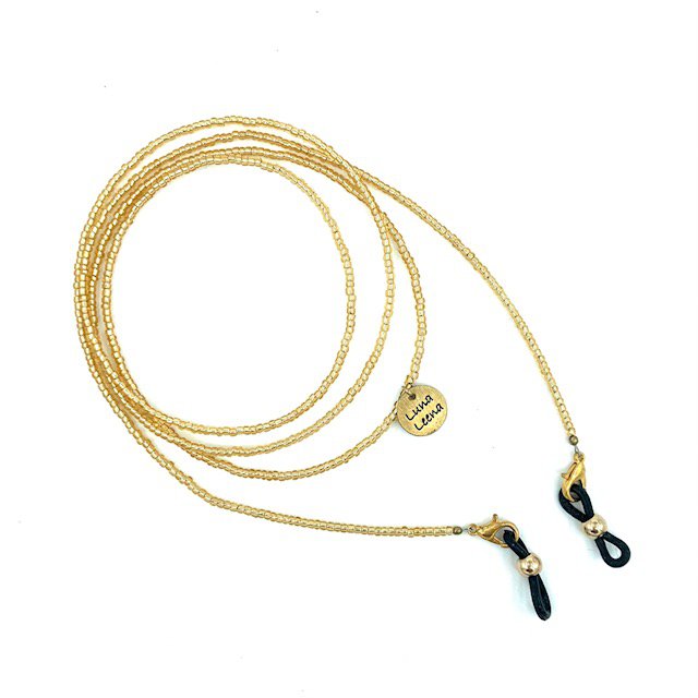 Luna-Leena brillenkoord - Gouden glaskralen - L95 cm - Handgemaakt in Nepal