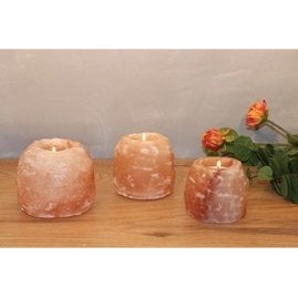 Waxinehouder Himalaya Zout, Rond, Himalaya Salt Dreams, 40101, Oranje, 500 gr, Ø 7cm