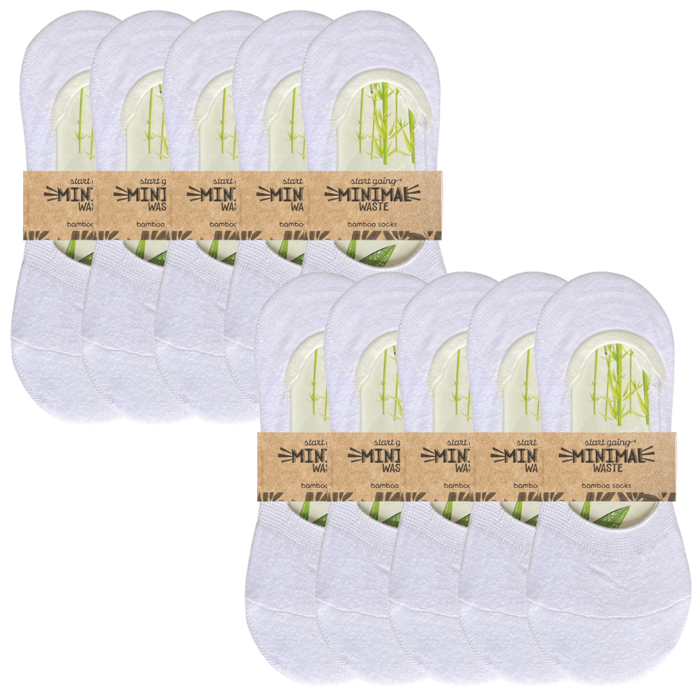 green-goose Bamboe Dames Footies - 10 paar - 85% Bamboe - Wit - Maat 35-39