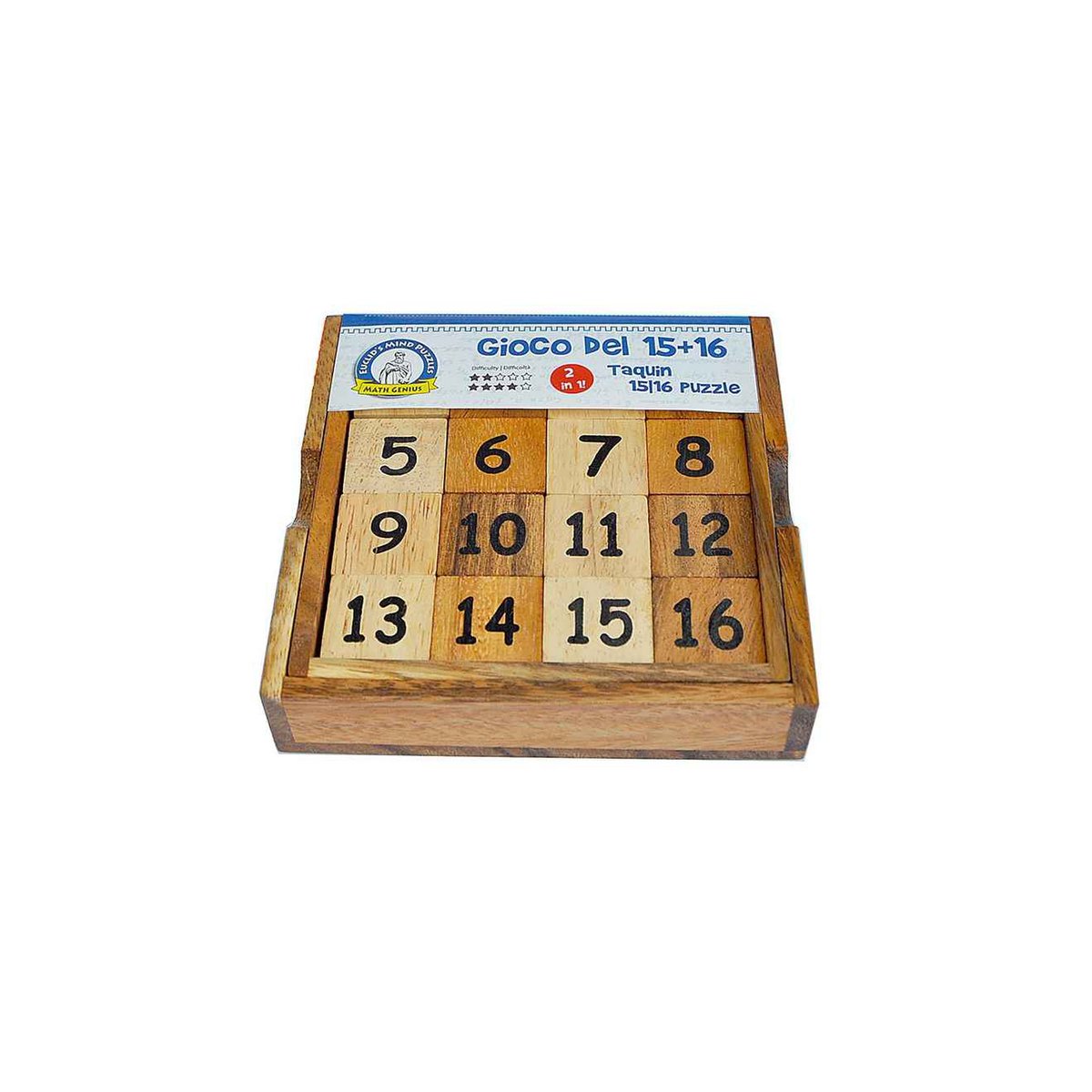 Logica Giochi Houten 2 in 1 Puzzel 15+16, LG125, 12x12x3cm