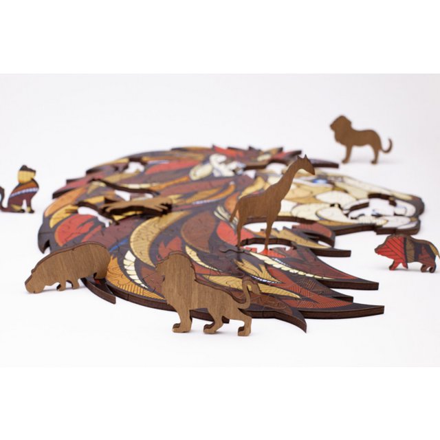 Eco Wood Art (EWA) Houten Legpuzzel Leeuw/ Lion Size S