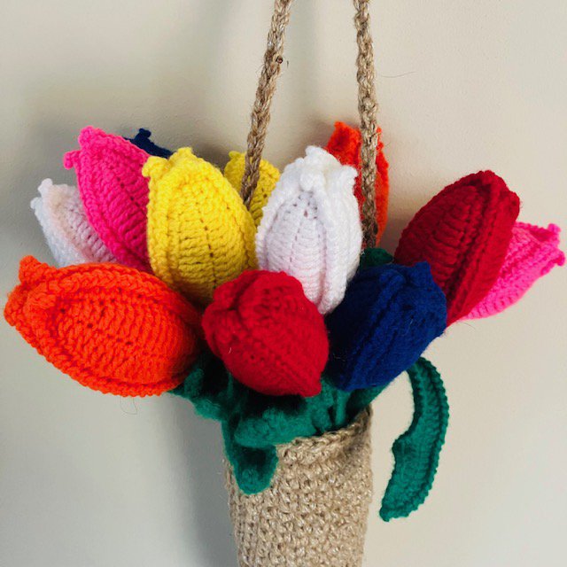 Luna-Leena tulp Hollands boeket veelkleurig - Zachte wol - Handgehaakt in Nepal