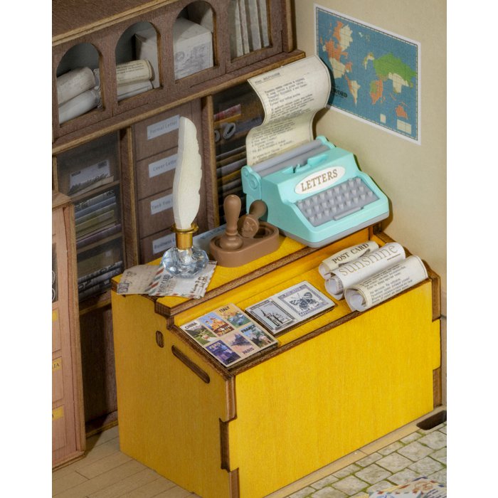Robotime, DIY Huisje Centry Post Office,DS037, 9,5x9,5x12cm