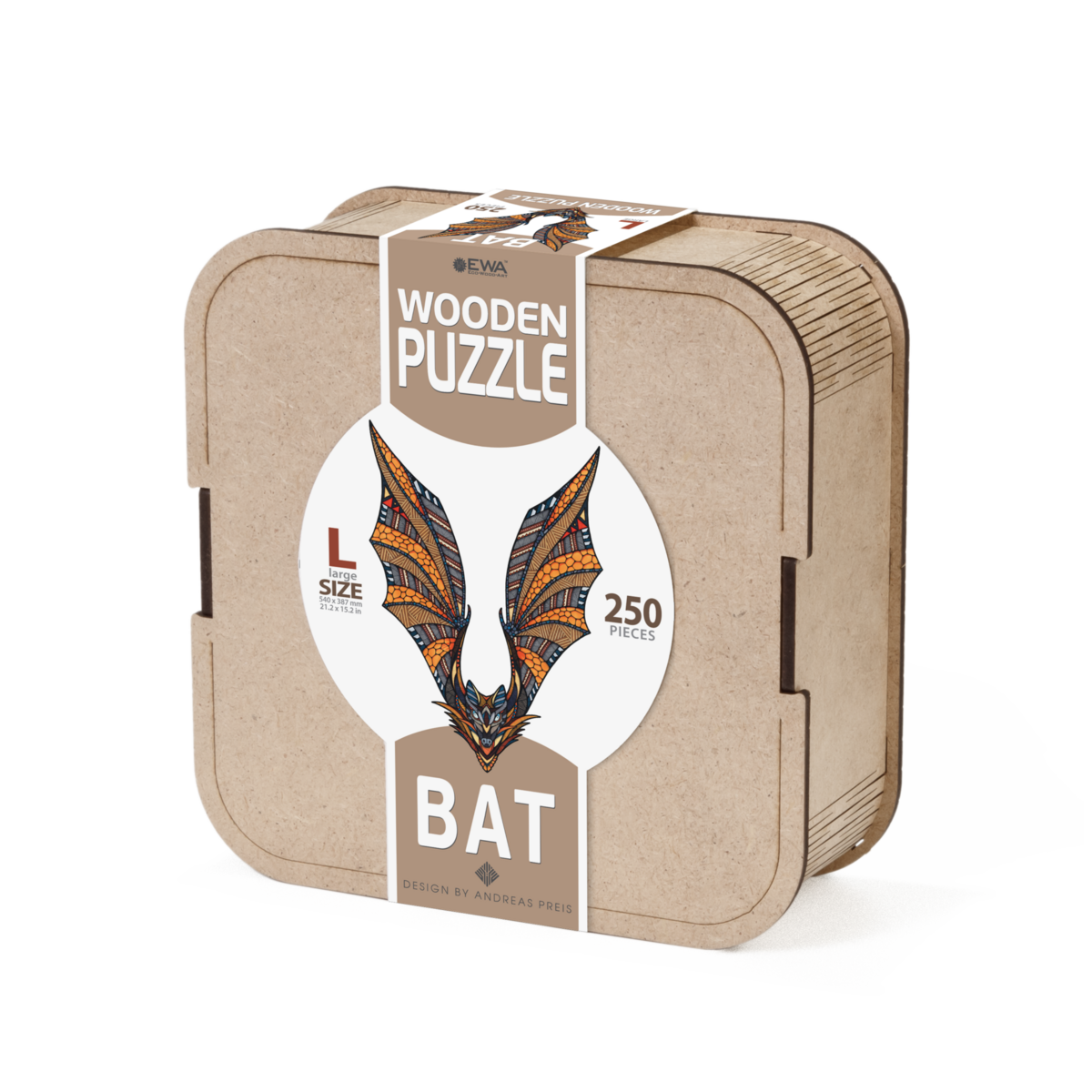 Eco Wood Art (EWA) Houten Legpuzzel Vleermuis/ Bat, Size L