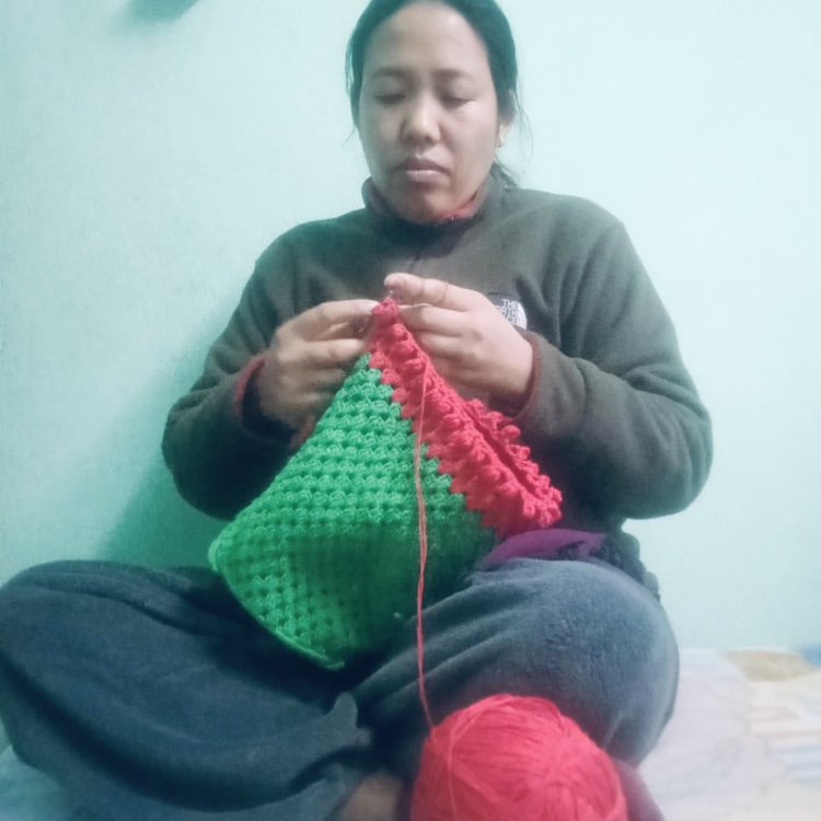 Luna-Leena Lampion Crochet - Groen - Organisch katoen - Handhaak in Nepal