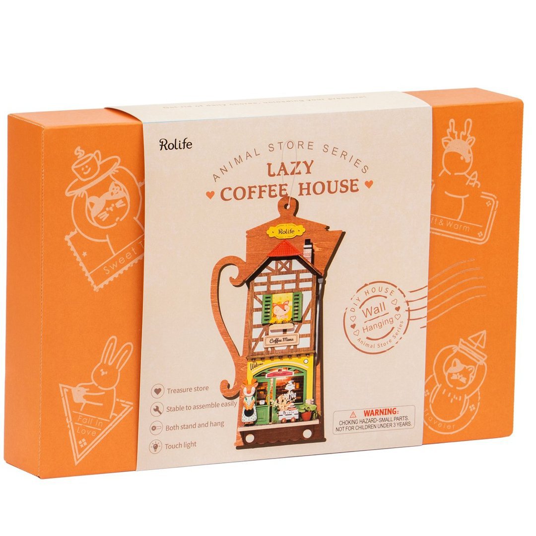 Robotime, DIY Sleutelrekje Lazy Coffee House met LED verlichting