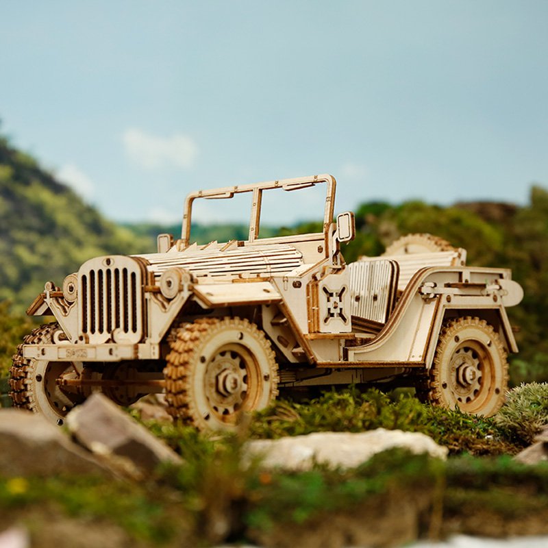 Robotime, Houten Puzzel 3D Army Field Car, 18,9 x 9,9 x 8,9 cm