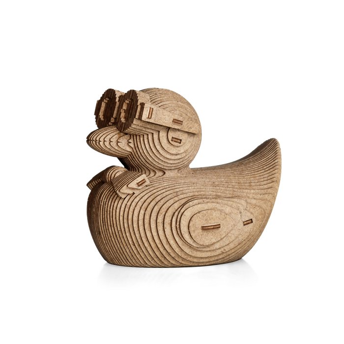 Eco Wood Art (EWA) 3D Houten Bouwset Spaarpot Eend/Duck, 3816, 12,7x10,7x12,8cm