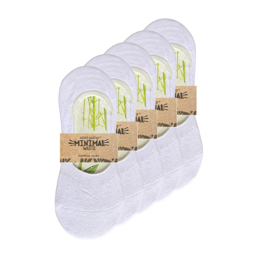 green-goose Bamboe Dames Footies - 5 paar - 85% Bamboe - Wit - Maat 35-39