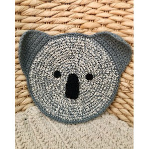 Luna-Leena koala plat knuffeldoekje met geluid - Blauwgrijs - Handgehaakt in Nepal