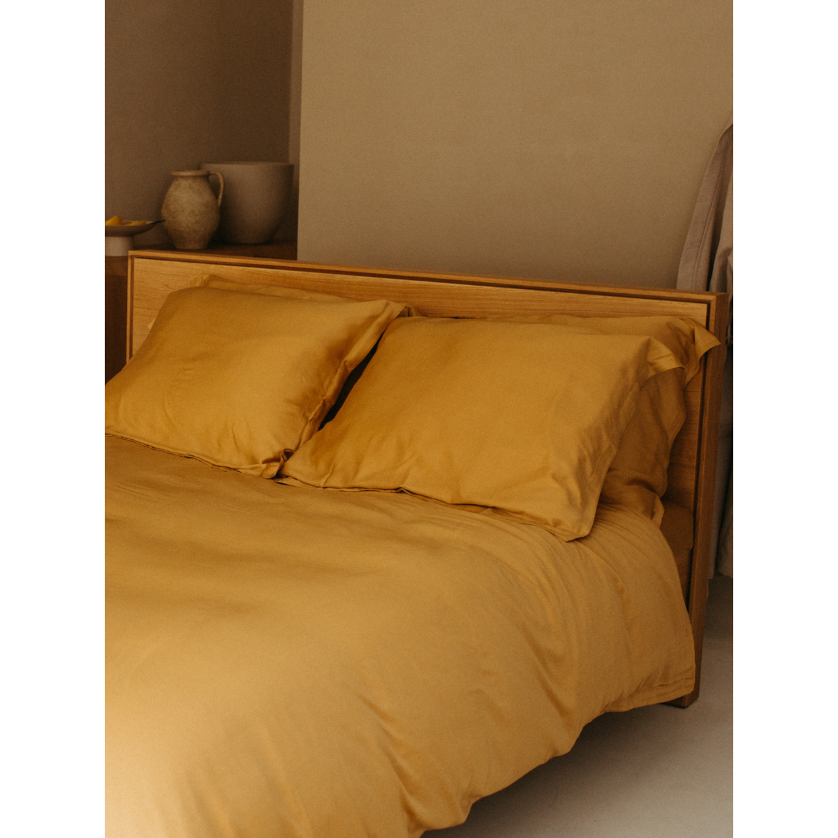 100% Eco Bamboe kussensloop okergeel