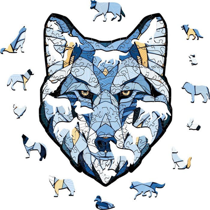 Eco Wood Art (EWA) Houten Legpuzzel Wolf, Size S, Houten Doos