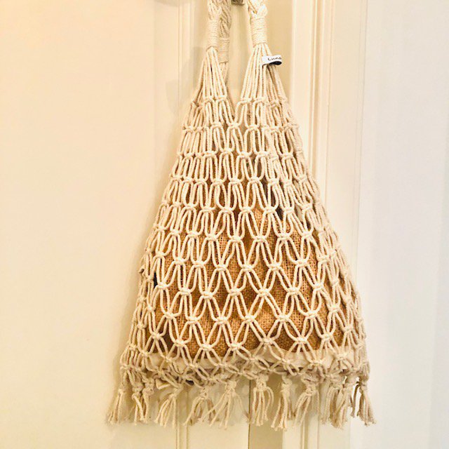 Luna-Leena tas - Macrame gebroken wit - Katoen - Handgemaakt in Nepal