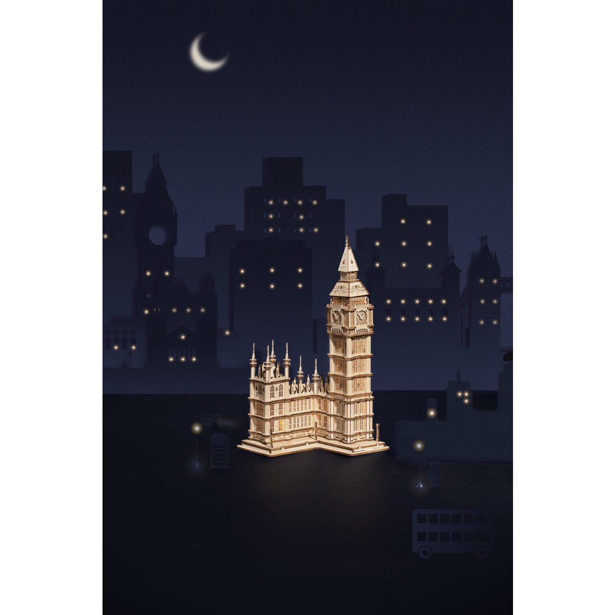 Robotime, 3D Houten Puzzel, Big Ben incl. verlichting