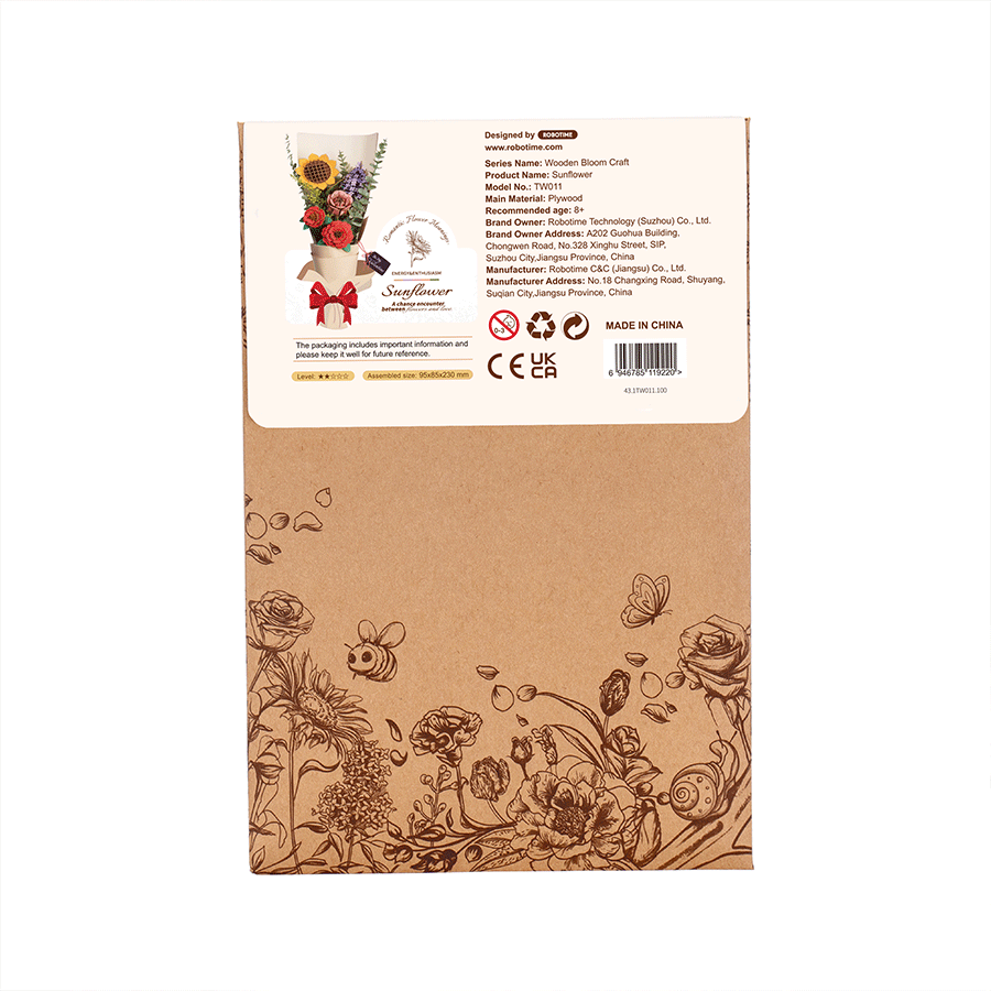 Robotime, DIY Houten Bloem Sun Flower, Zonnebloem, TW011, 9,5x8,5x23cm