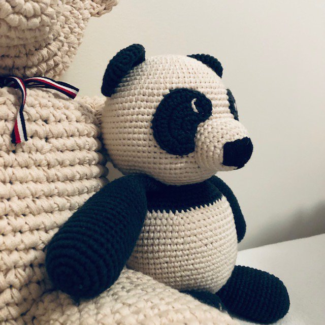 Luna-Leena panda beer knuffel - Biologisch katoen - Handgehaakt in Nepal