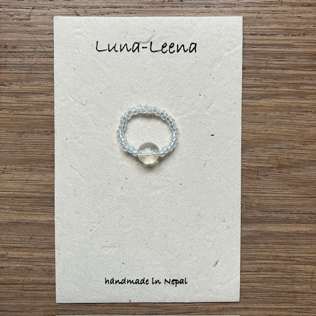 Luna -Leena ring gerecycled transparant - Handgemaakt in Nepal