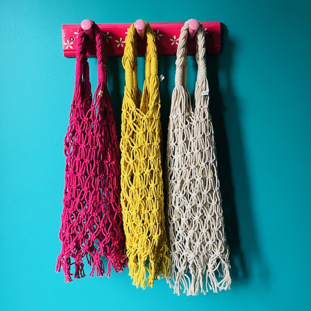 Luna-Leena tas - Macrame gebroken wit - Katoen - Handgemaakt in Nepal