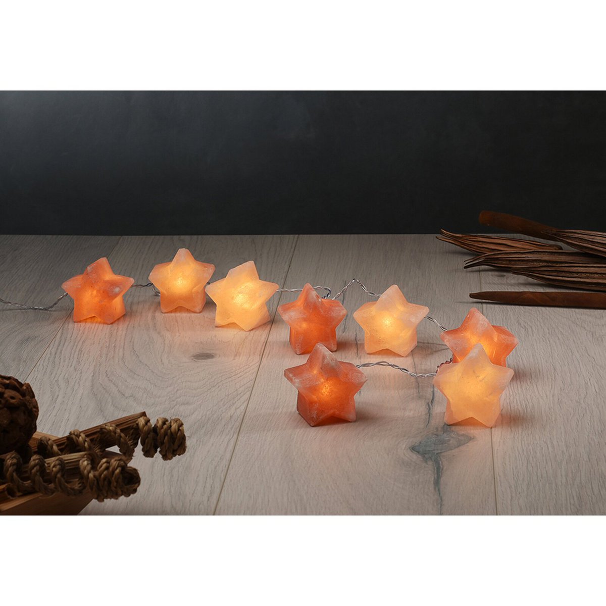 Himalaya Salt Dreams Zout Lichtsnoer op Batterij, Ster, 8 stuks