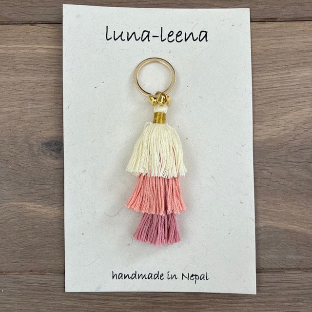 Luna-Leena Keychain Tassels - Old Pink - Organic Cotton - Handmade in Nepal