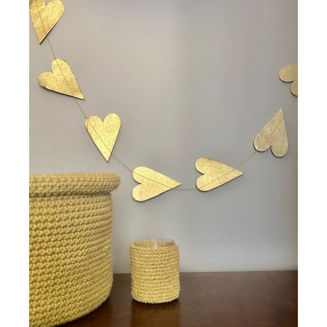 Luna-Leena slinger hart - Ecopapier goud - Handgemaakt in Nepal
