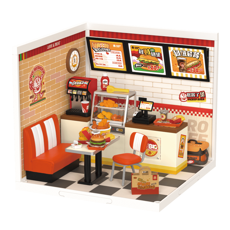 Robotime, DIY Huisje Super Creator Yum Yum Burgers, DW010, 16,3x16,3x15,2cm