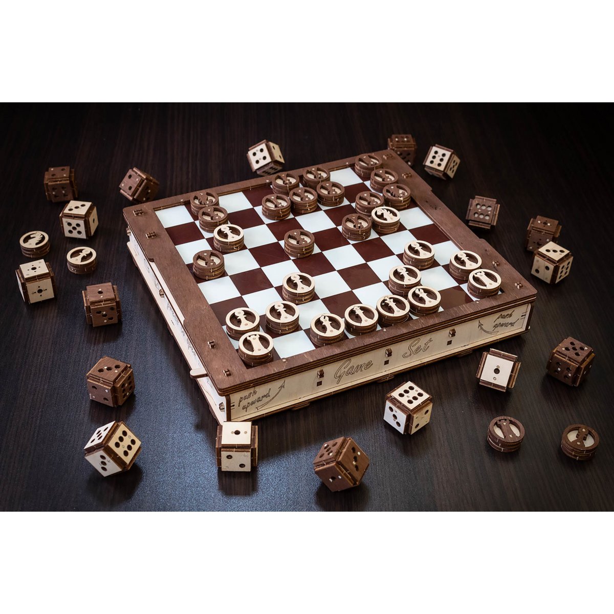 DIY Eco Wood Art, Gameset, Schaak en Damset, 0587, 25x28,5x4,2 cm