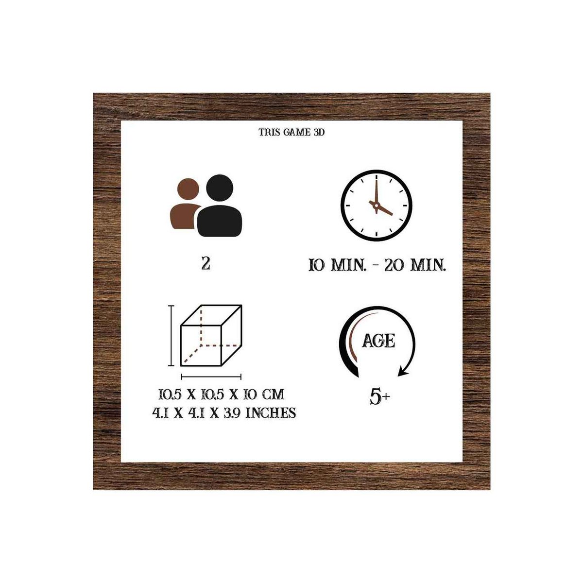 Logica Giochi Spel Houten 3D Tic Tac Toe, LG138, 10,5x10,5x10cm