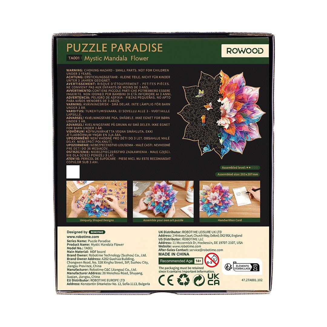 Robotime, Houten Legpuzzel Mystic Mandala Flower