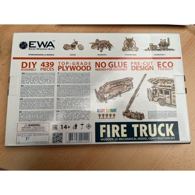 Eco Wood Art (EWA) Mechanische Puzzel Firetruck
