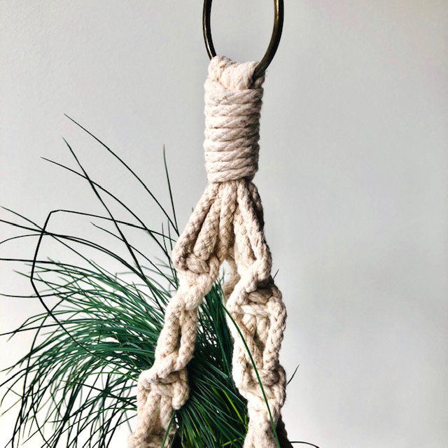 Luna-Leena plantenhanger mini macramé gebroken wit - Katoen - Handgemaakt in Nepal