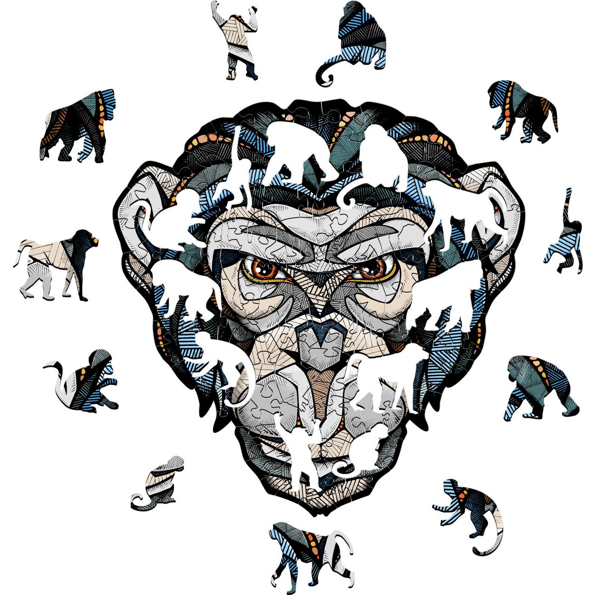 Eco Wood Art (EWA) Houten Legpuzzel Chimpansee/Chimp, Size M, Houten Doos