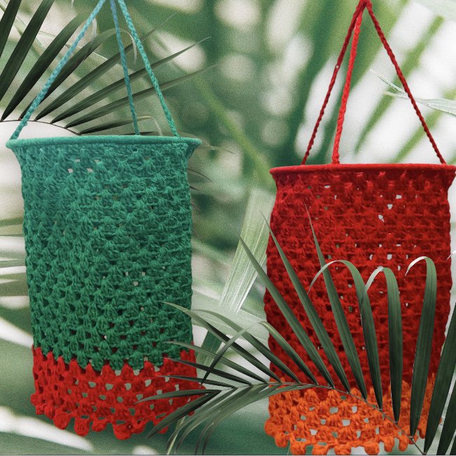 Luna-Leena Lampion Crochet - Groen - Organisch katoen - Handhaak in Nepal