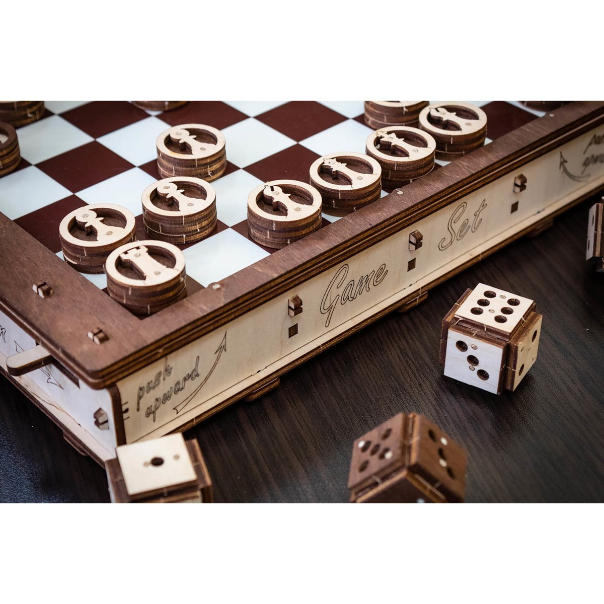 DIY Eco Wood Art, Gameset, Schaak en Damset, 0587, 25x28,5x4,2 cm