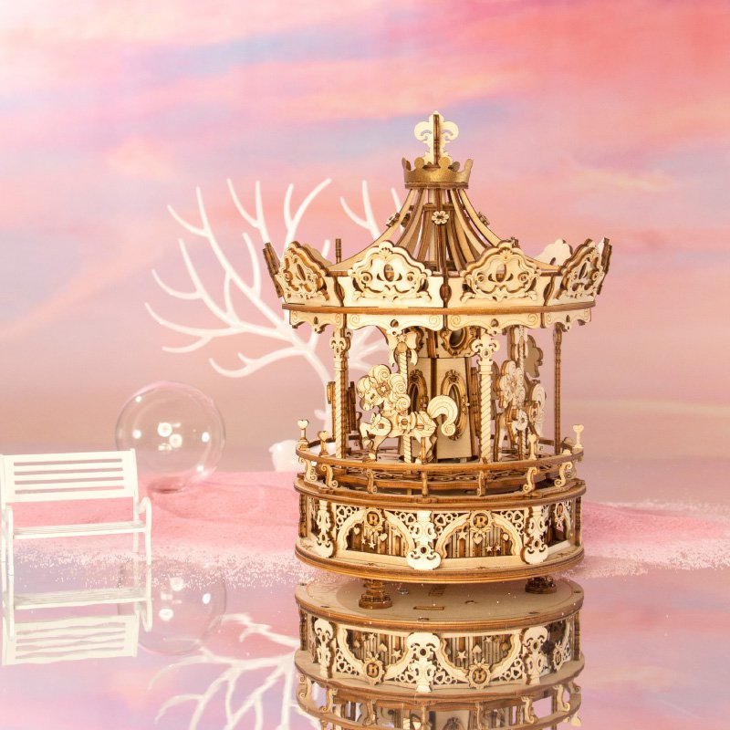 Robotime, Muziekdoos Hout DIY 3D Puzzel Romantic Carousel