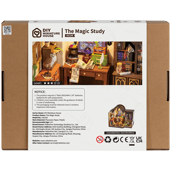 Robotime, DIY Huisje The Magic Study met LED verlichting, DG166, 21x13x19cm